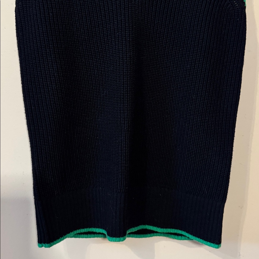 Babaton Sherman Black Knit V-Neck Sleeveless Relaxed Fit Sweater with Green Trim - Picture 7 of 16